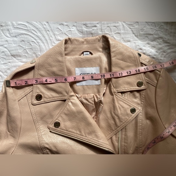 SZ L GUESS PINK FAUX LEATHER MOTO JACKET - Picture 8 of 14